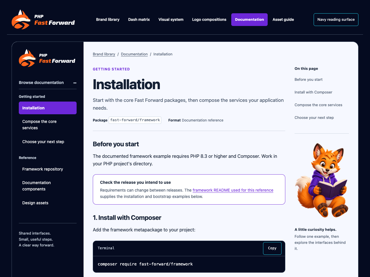 Documentation pattern with the selected PHP Fast Forward fox signature